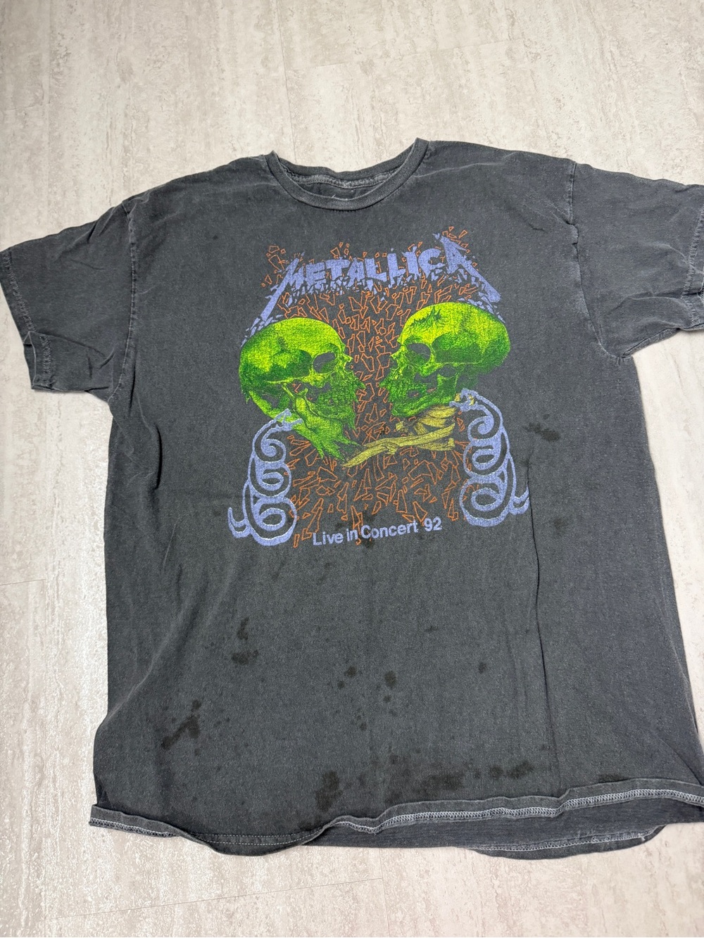 Metallica band tee Live In Concert 92 Graphic T-Shirt - Green Skull